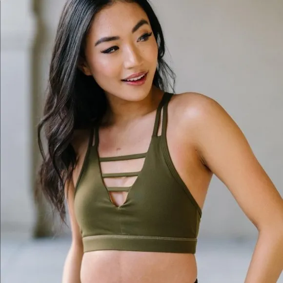 NWOT ZYIA Athletic‎ Grid Sports Bra, Olive XXXL