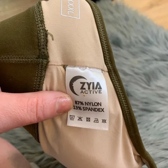 NWOT ZYIA Athletic‎ Grid Sports Bra, Olive XXXL