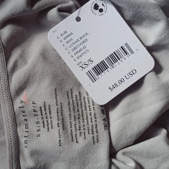 NWT Free People Intimately FP Seamless Low Back Long Sleeve Layering Top In Gray