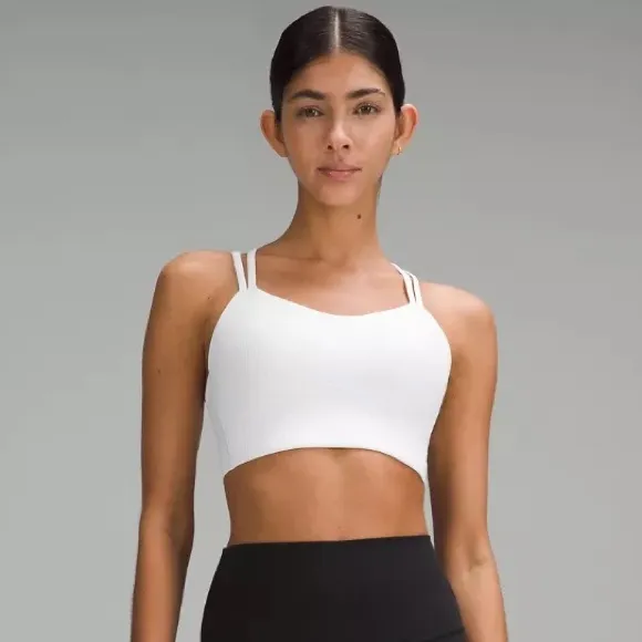 NWT Lululemon Like A Cloud Longline Ribbed Light Support Bra in White Sz 4
