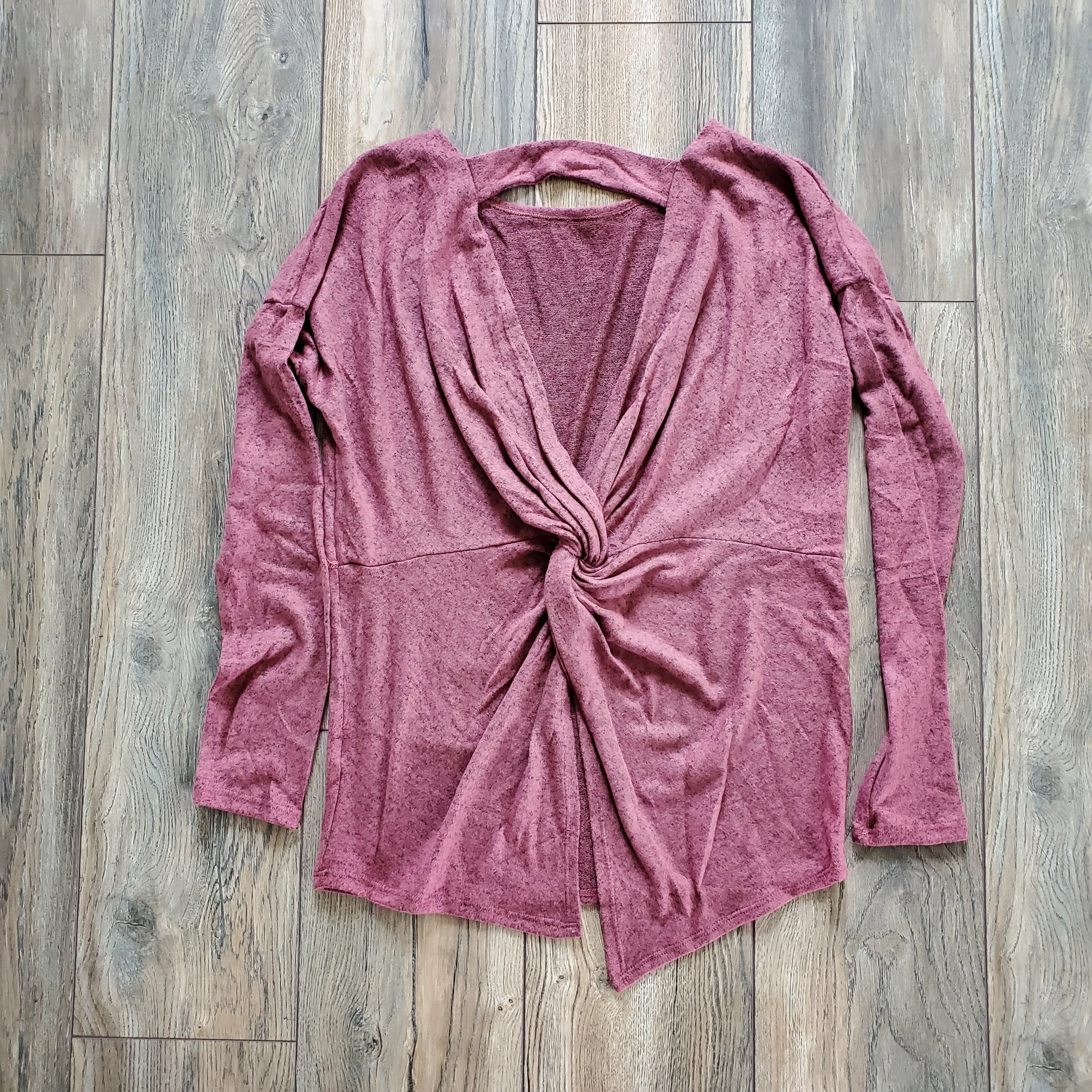 Open Back Twist Solid Knit Top