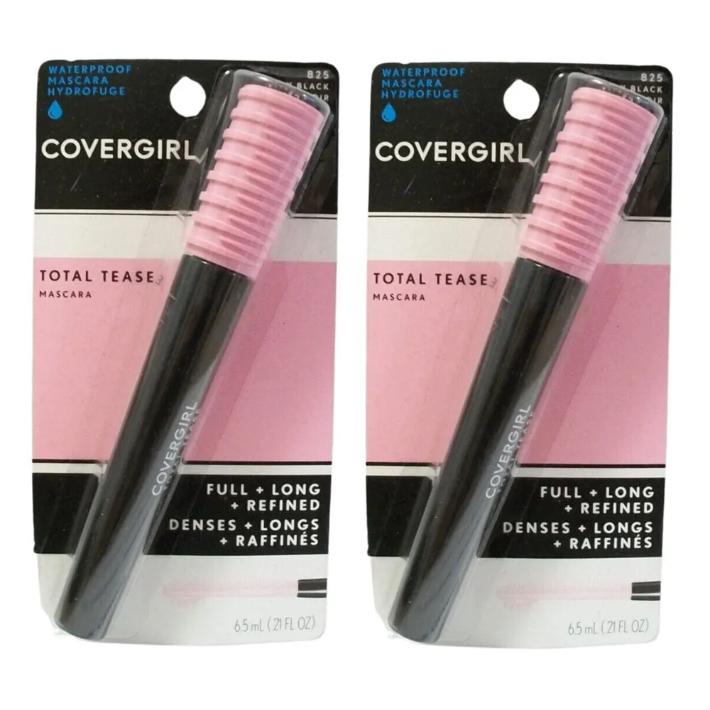 Pack of 2 CoverGirl Total Tease Waterproof Mascara, Very Black 825
