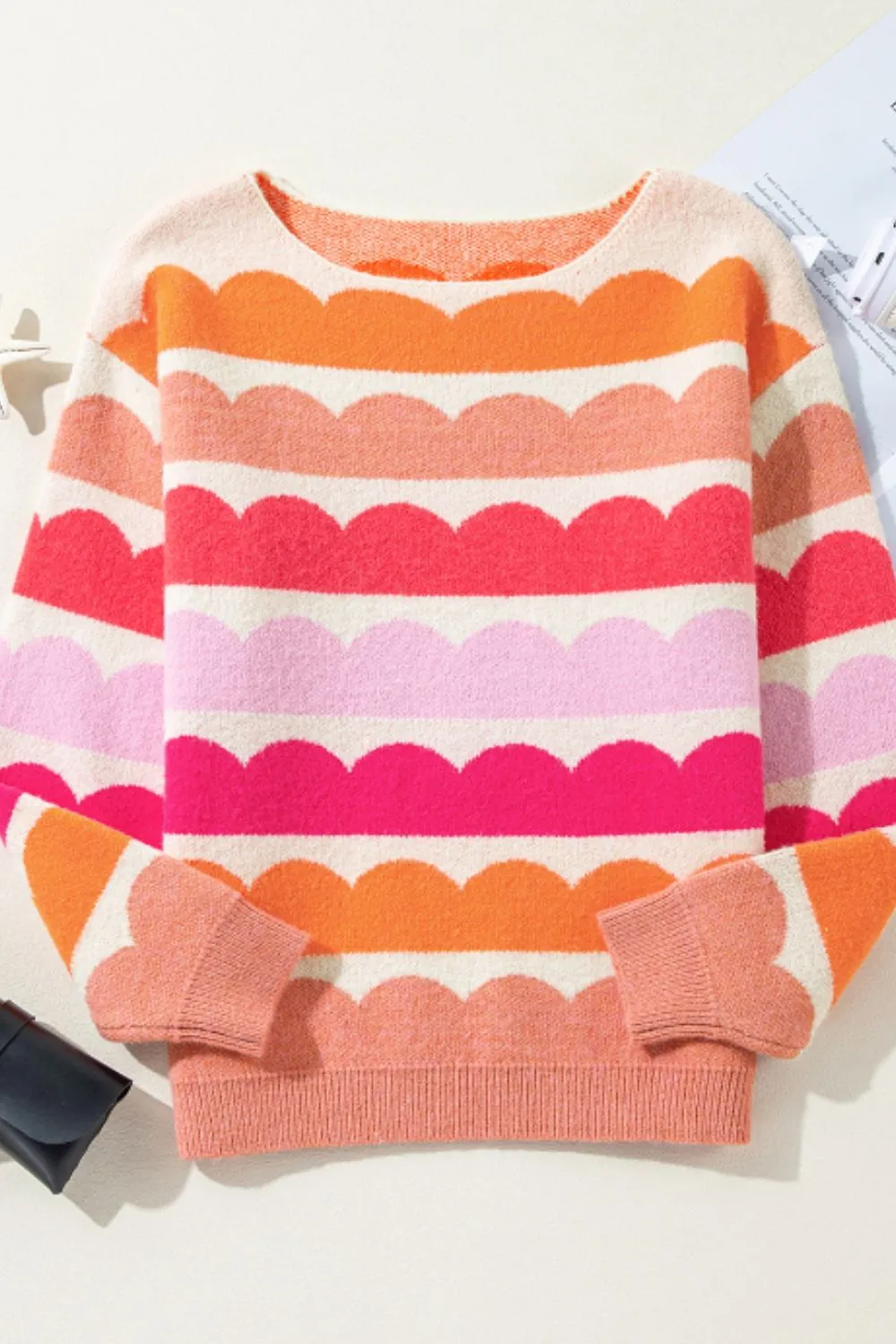 Pavel Contrast Boat Neck Long Sleeve Sweater