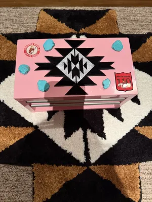 Pendleton Metal Jewelry/Tool/Misc BOX  in pink !