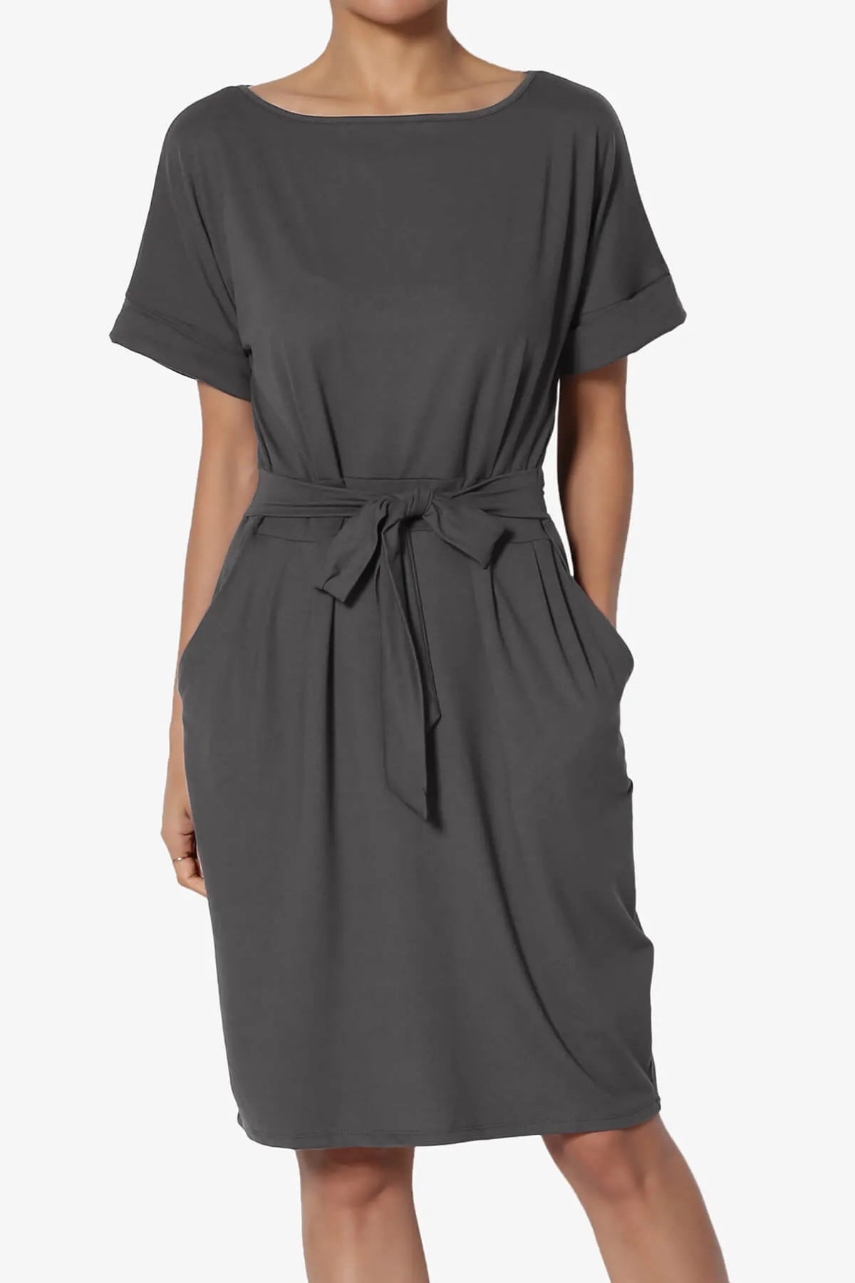 Pennie Tie Waist DTY Jersey Dress