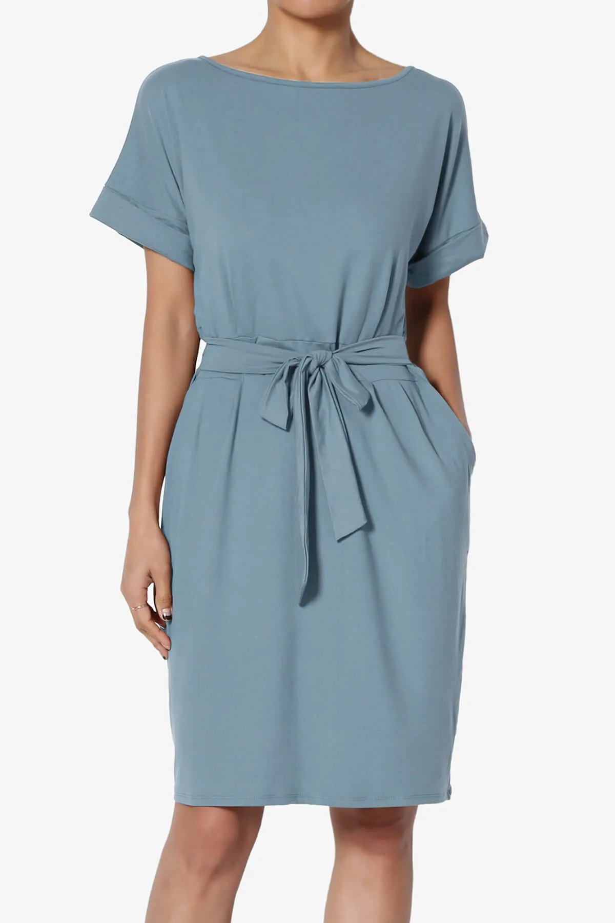 Pennie Tie Waist DTY Jersey Dress