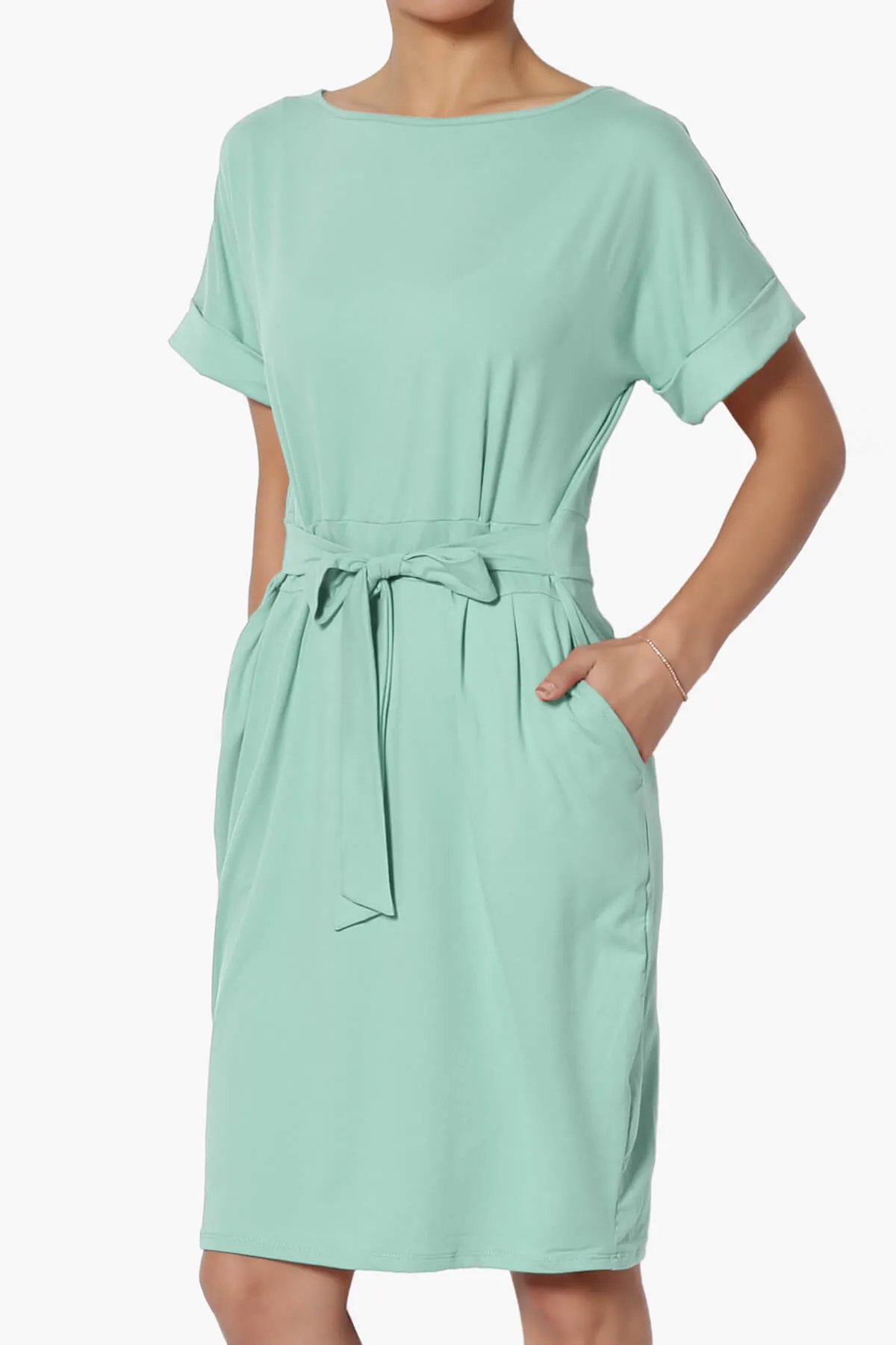 Pennie Tie Waist DTY Jersey Dress