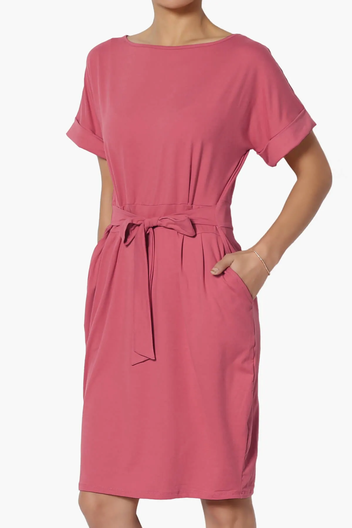 Pennie Tie Waist DTY Jersey Dress