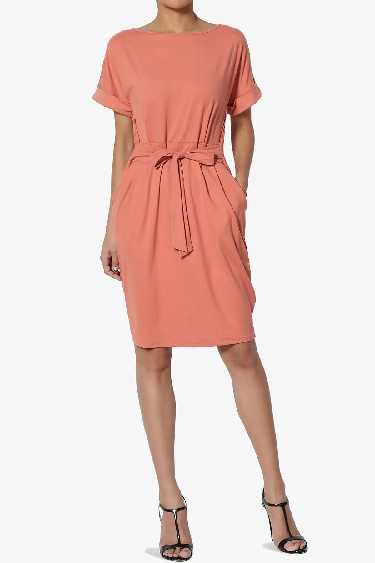 Pennie Tie Waist DTY Jersey Dress