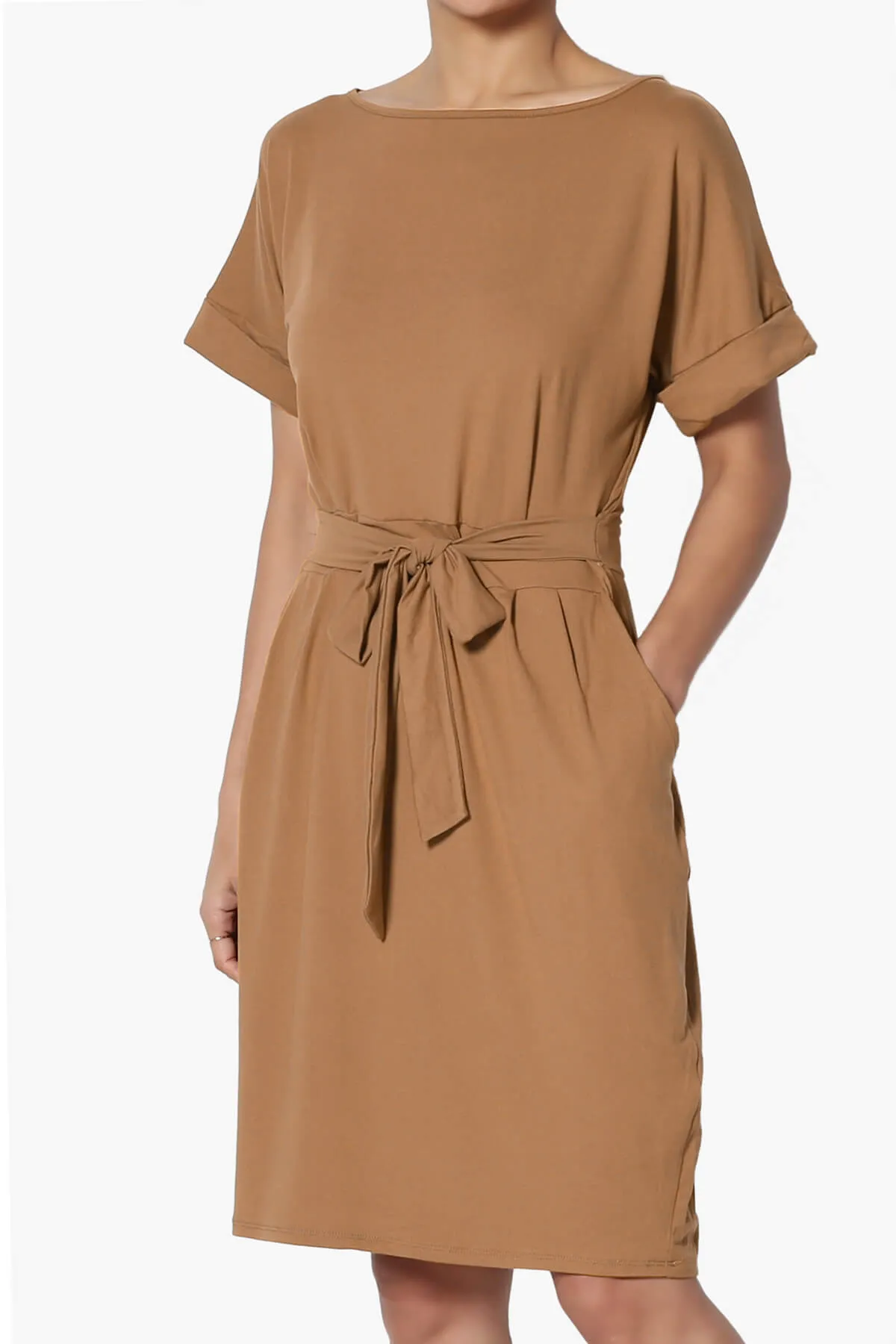 Pennie Tie Waist DTY Jersey Dress