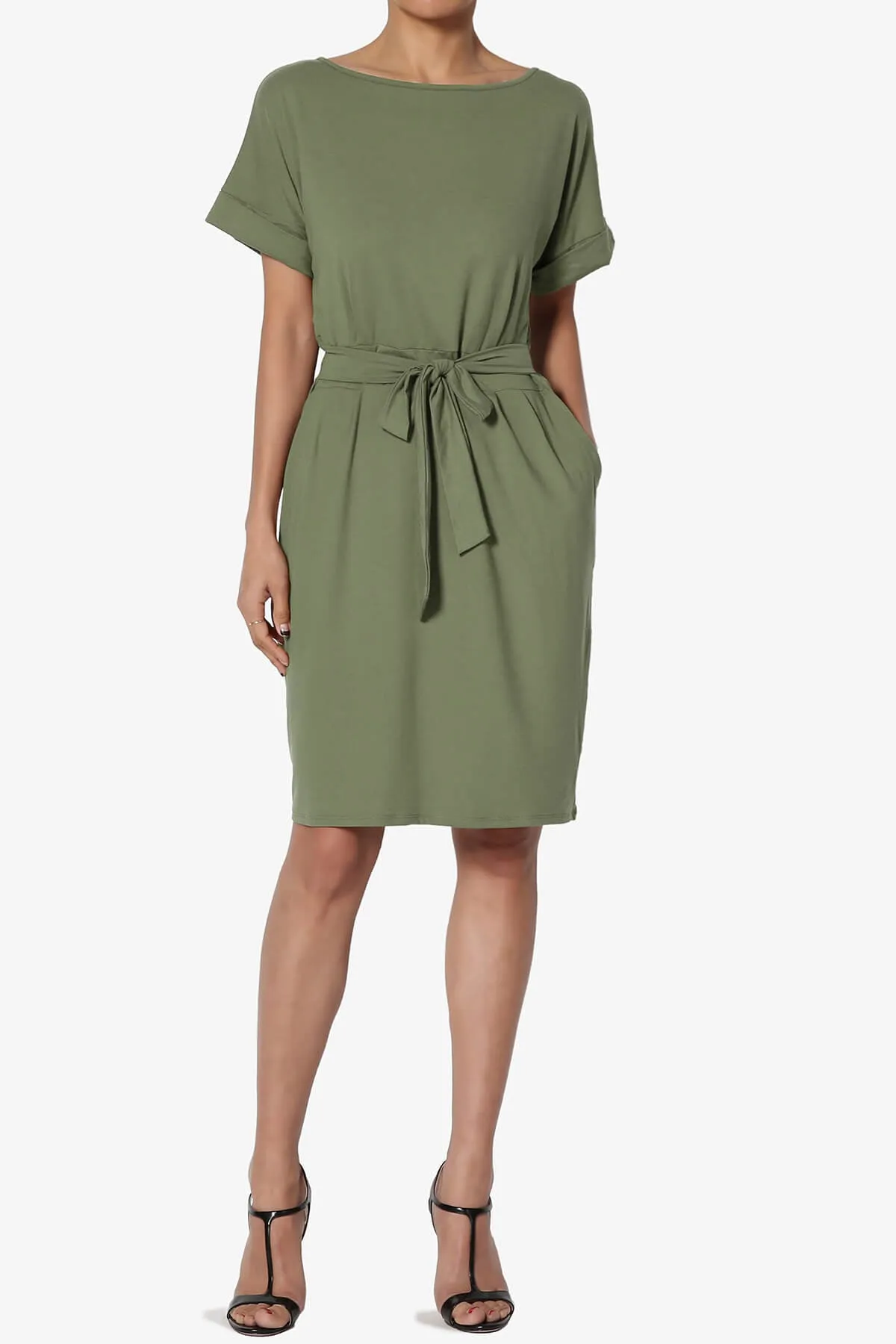 Pennie Tie Waist DTY Jersey Dress