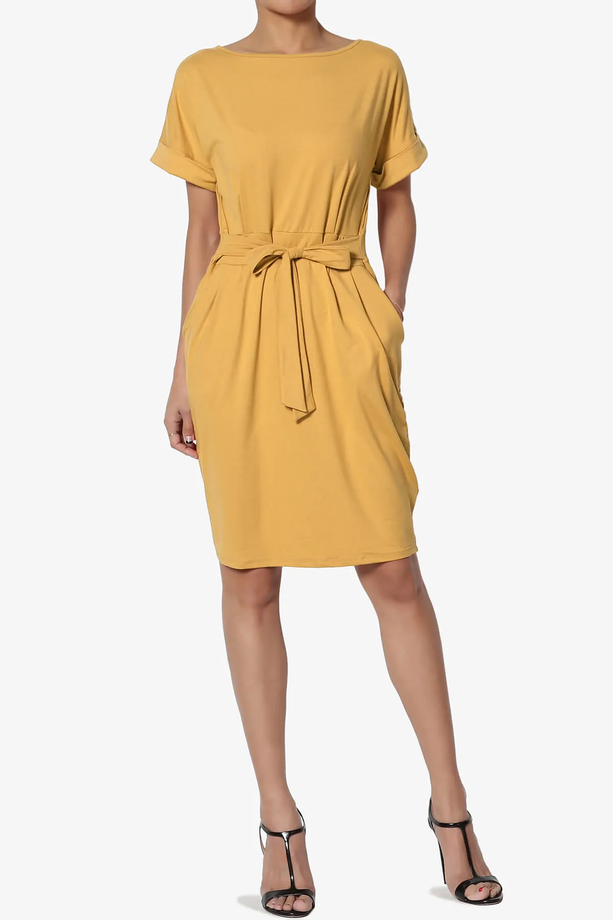 Pennie Tie Waist DTY Jersey Dress
