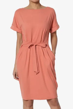 Pennie Tie Waist DTY Jersey Dress