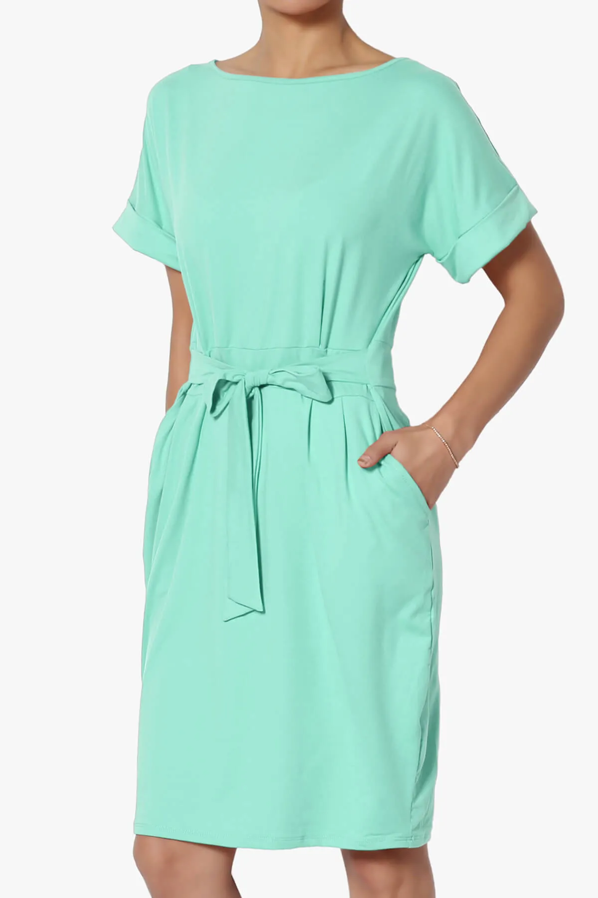 Pennie Tie Waist DTY Jersey Dress