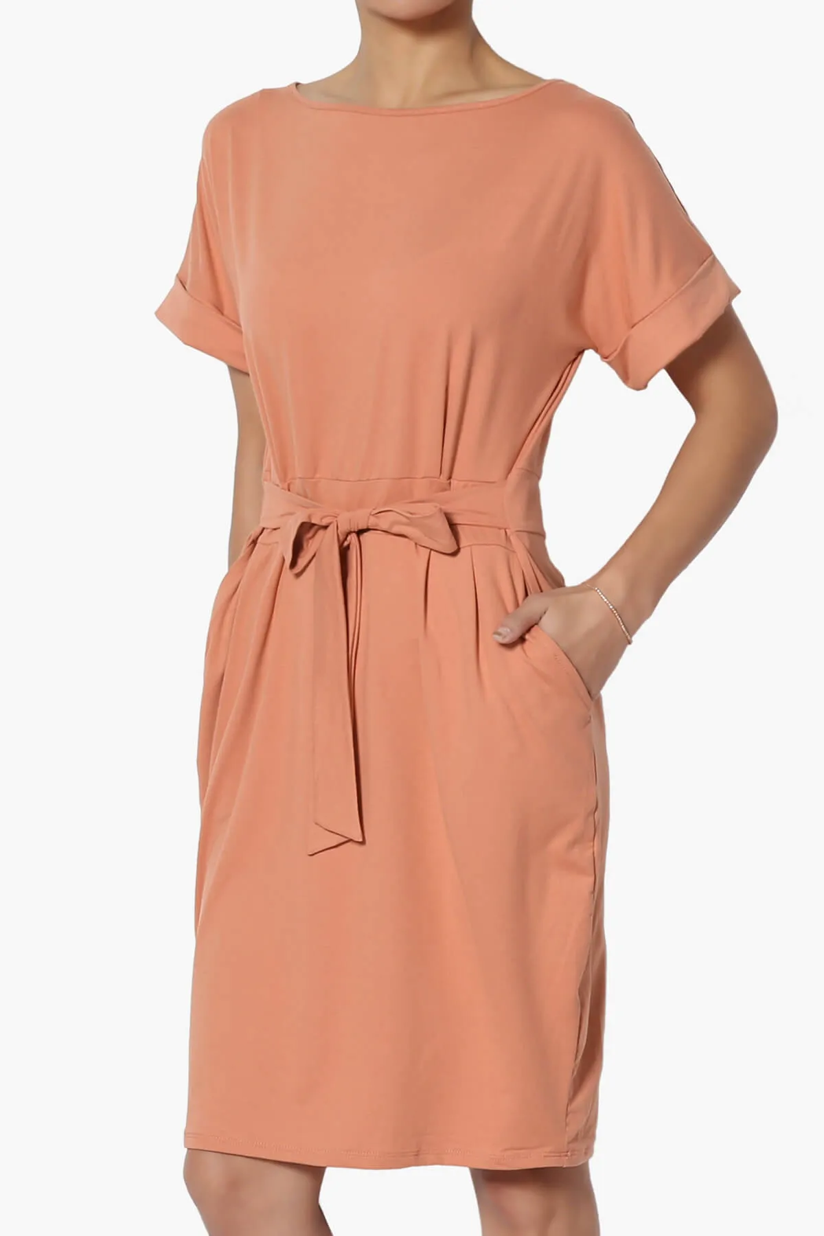 Pennie Tie Waist DTY Jersey Dress