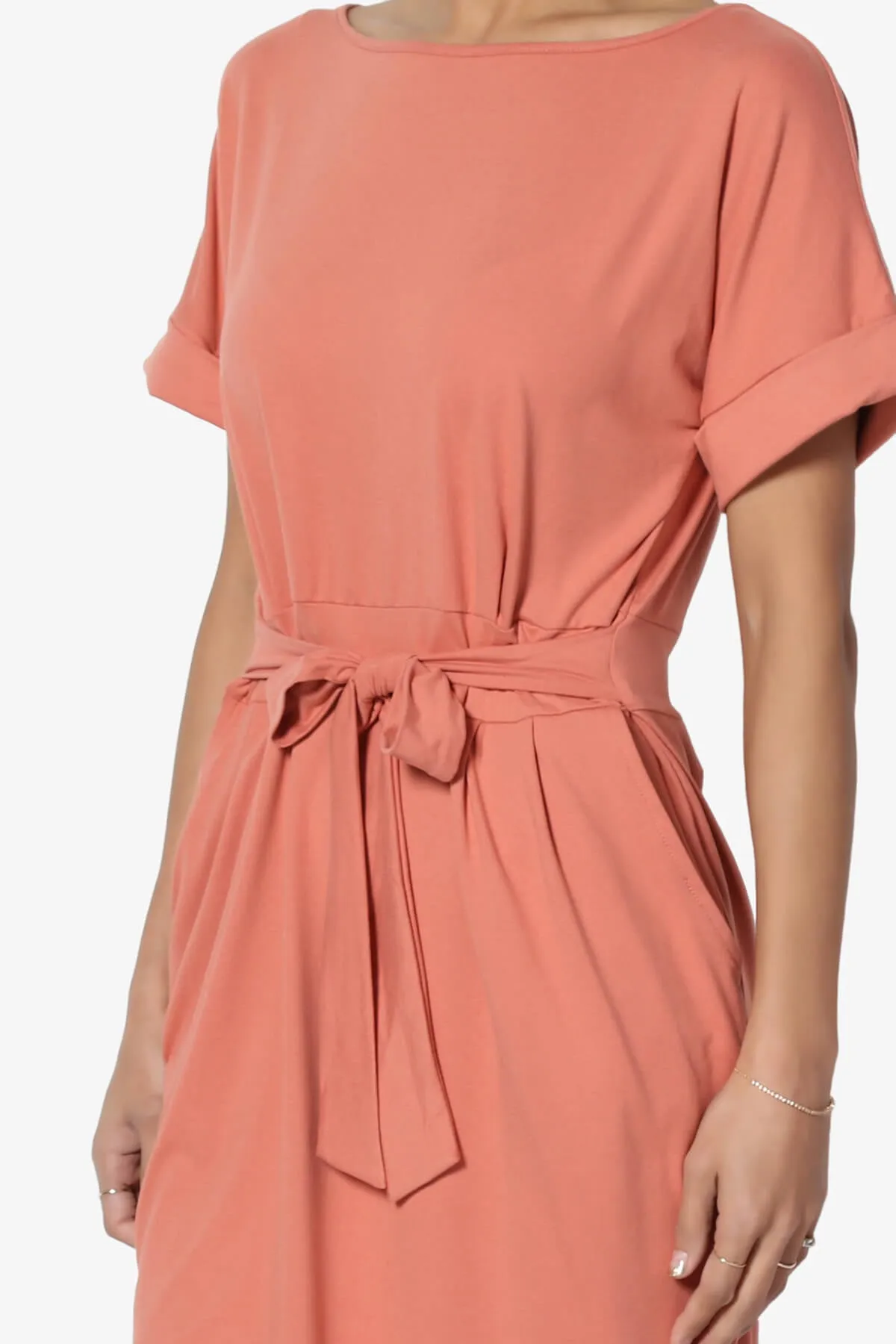 Pennie Tie Waist DTY Jersey Dress