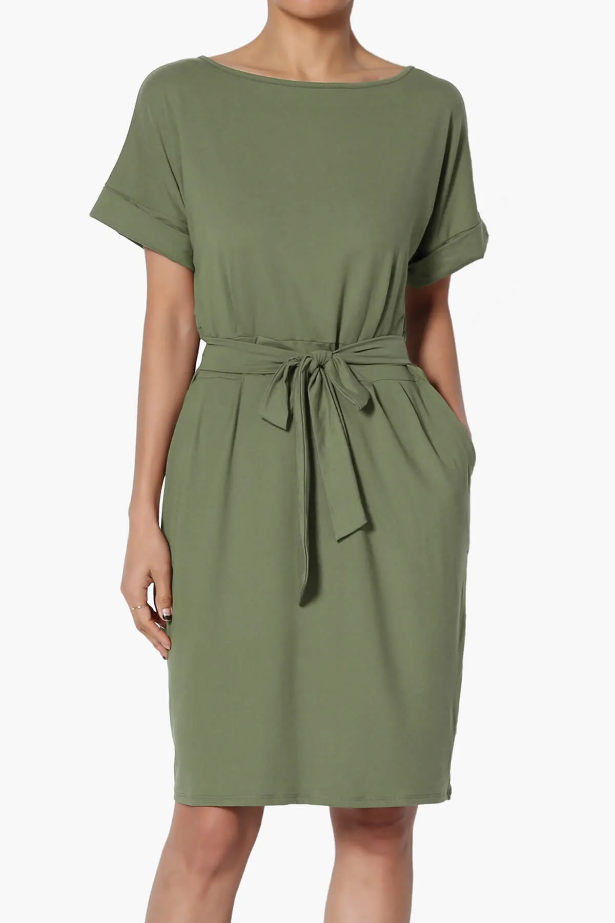 Pennie Tie Waist DTY Jersey Dress
