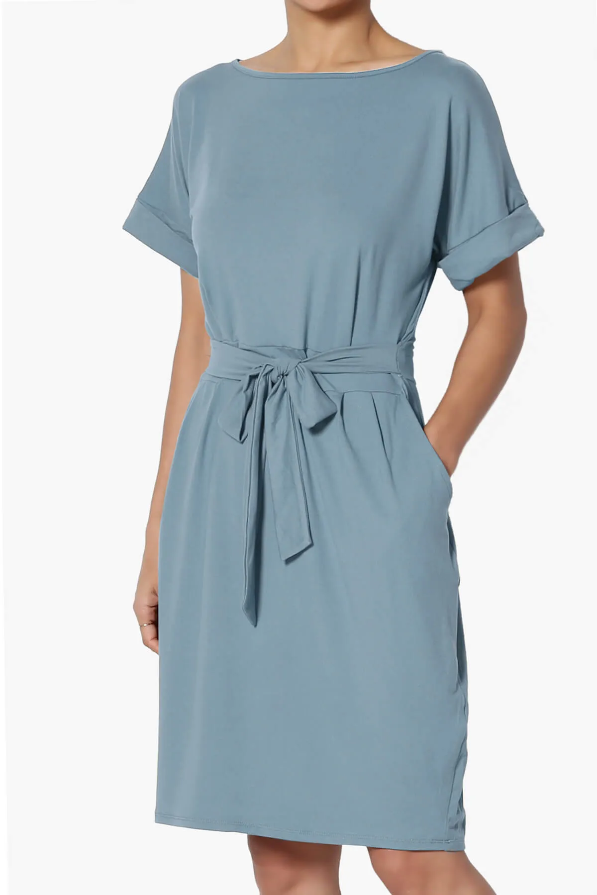 Pennie Tie Waist DTY Jersey Dress
