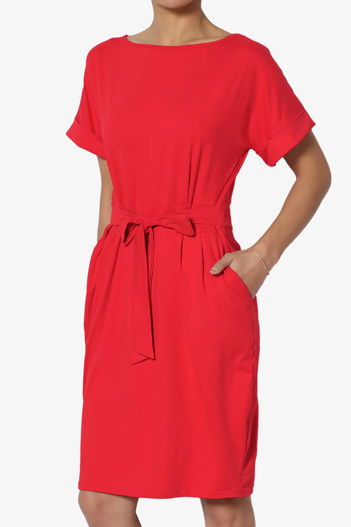 Pennie Tie Waist DTY Jersey Dress