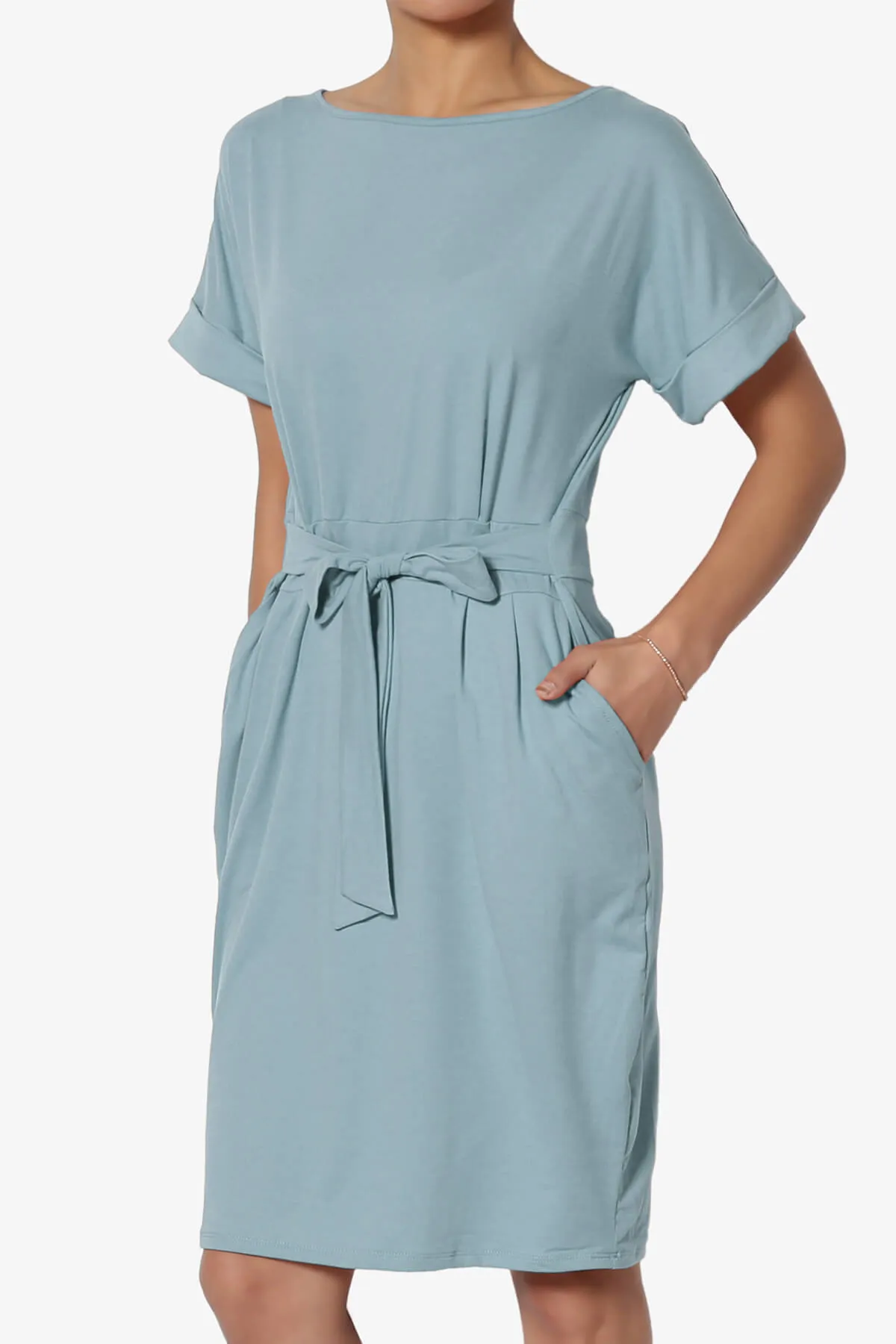 Pennie Tie Waist DTY Jersey Dress