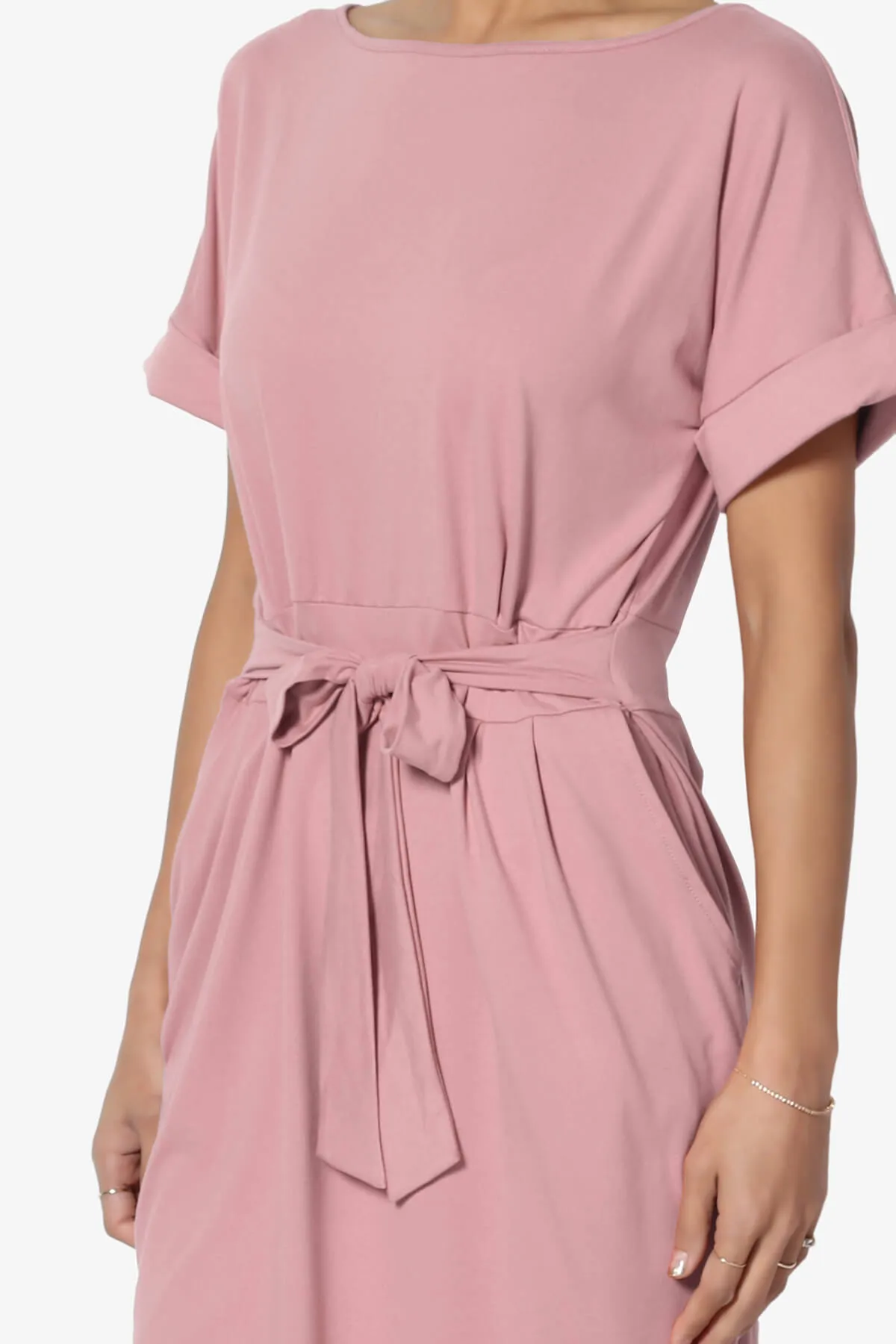 Pennie Tie Waist DTY Jersey Dress