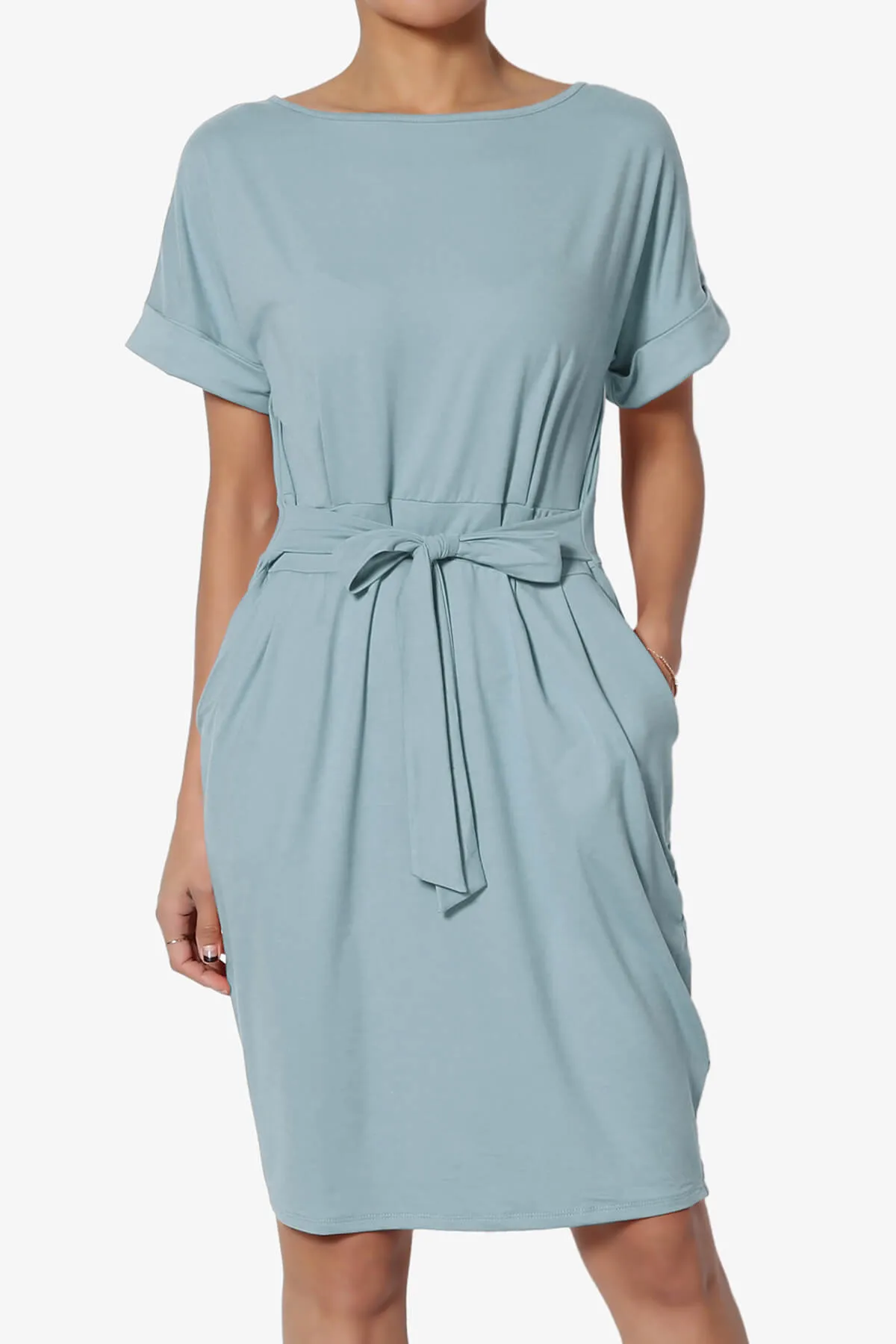 Pennie Tie Waist DTY Jersey Dress