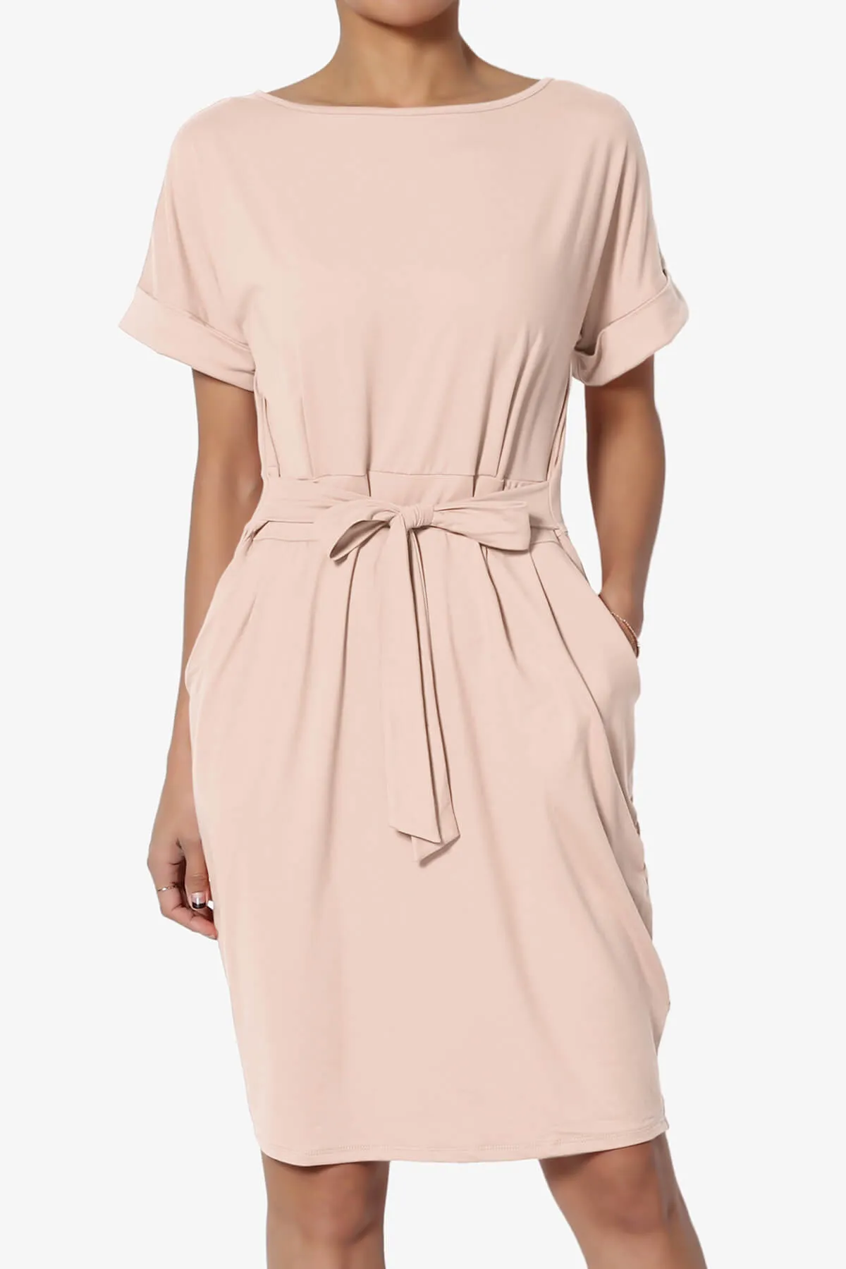 Pennie Tie Waist DTY Jersey Dress