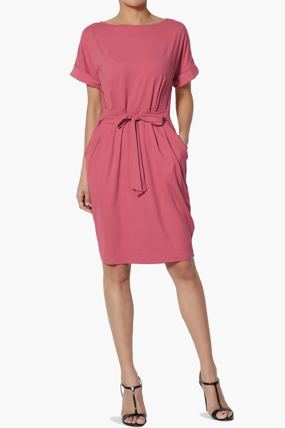 Pennie Tie Waist DTY Jersey Dress