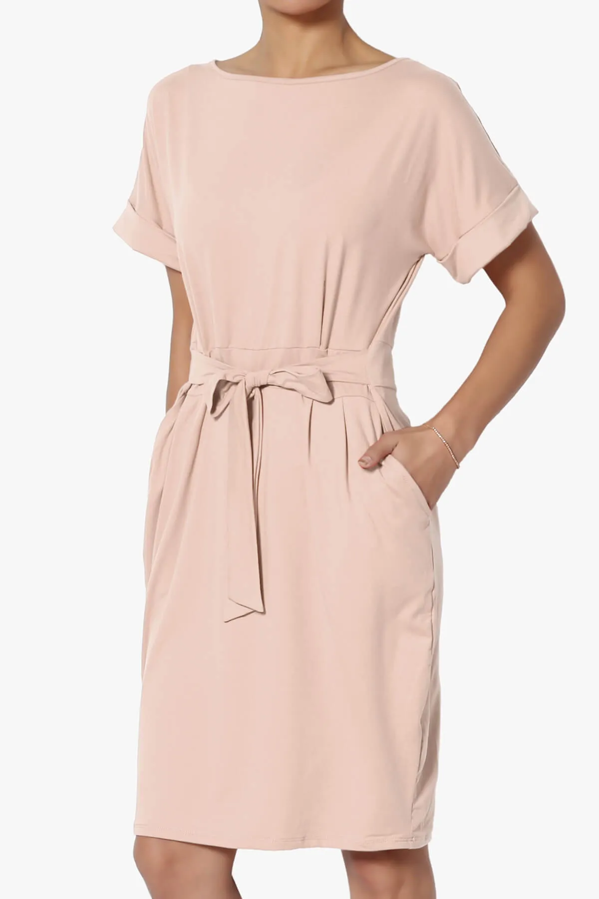 Pennie Tie Waist DTY Jersey Dress