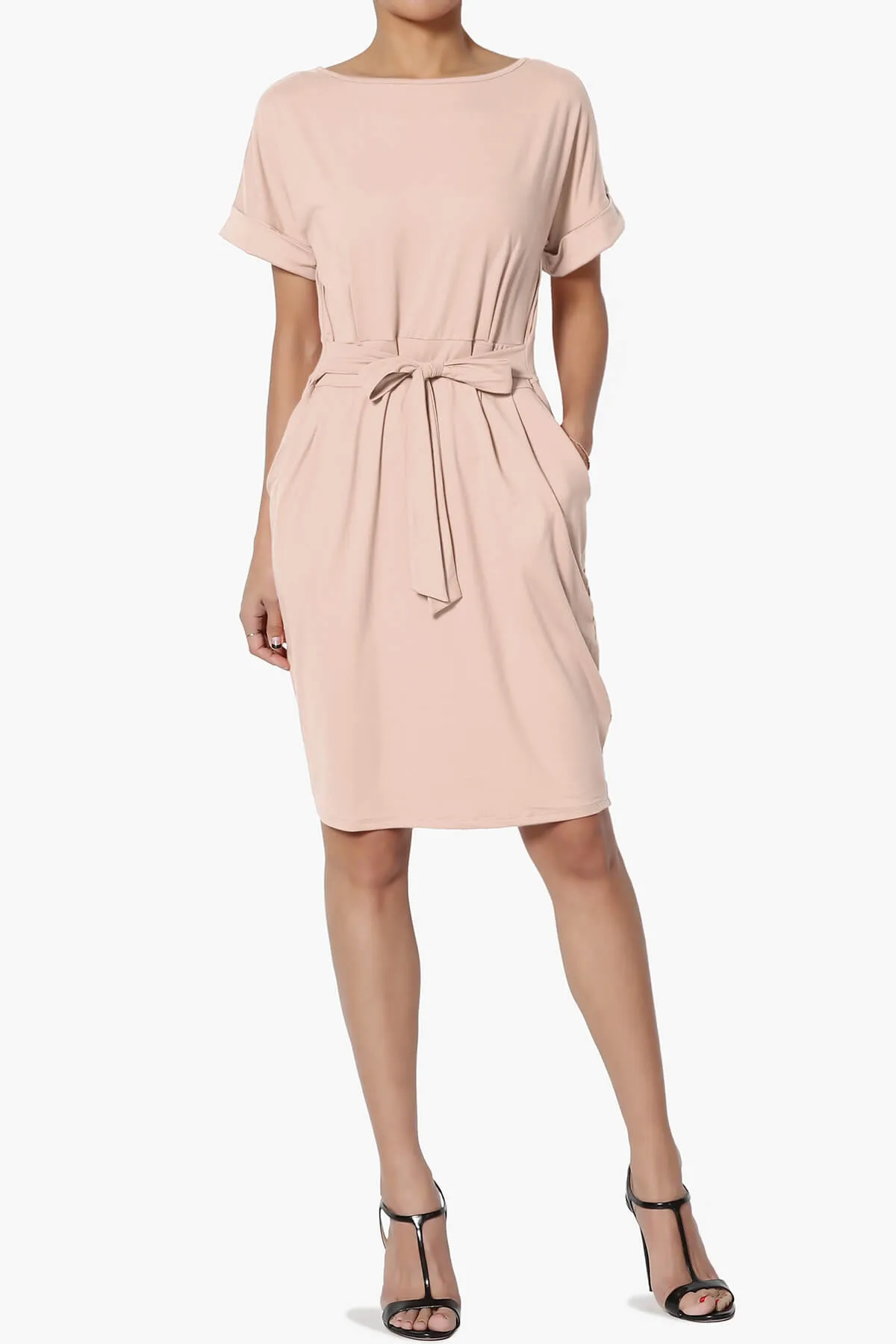 Pennie Tie Waist DTY Jersey Dress
