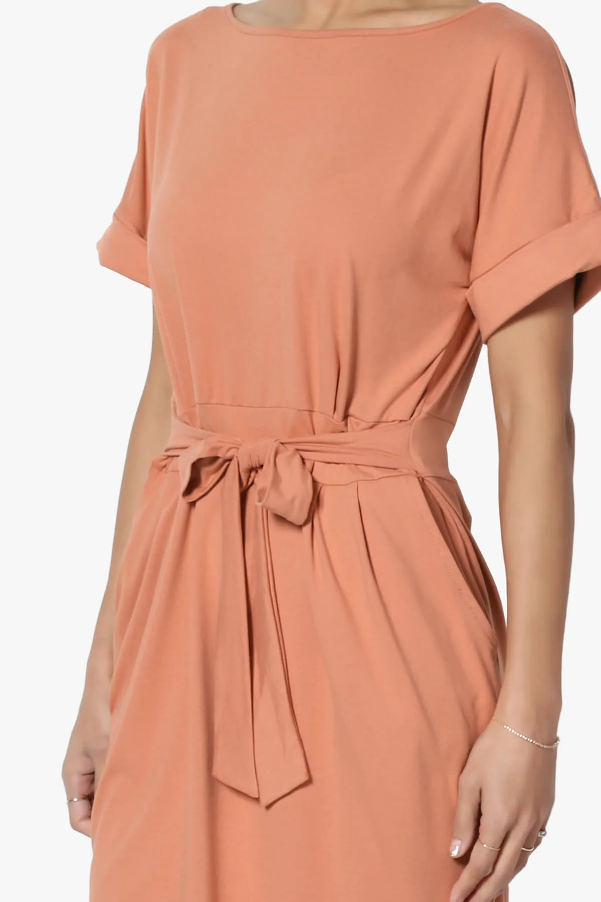 Pennie Tie Waist DTY Jersey Dress