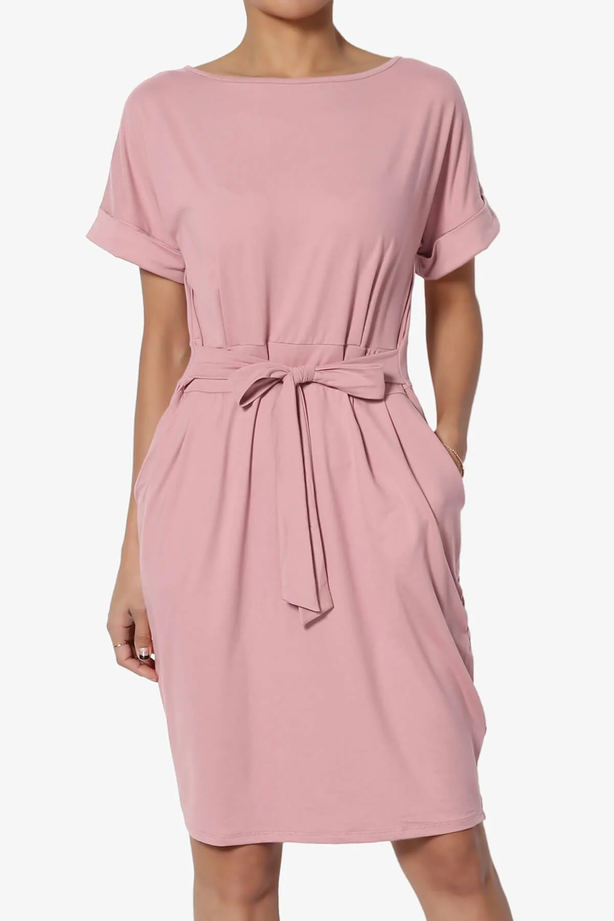 Pennie Tie Waist DTY Jersey Dress