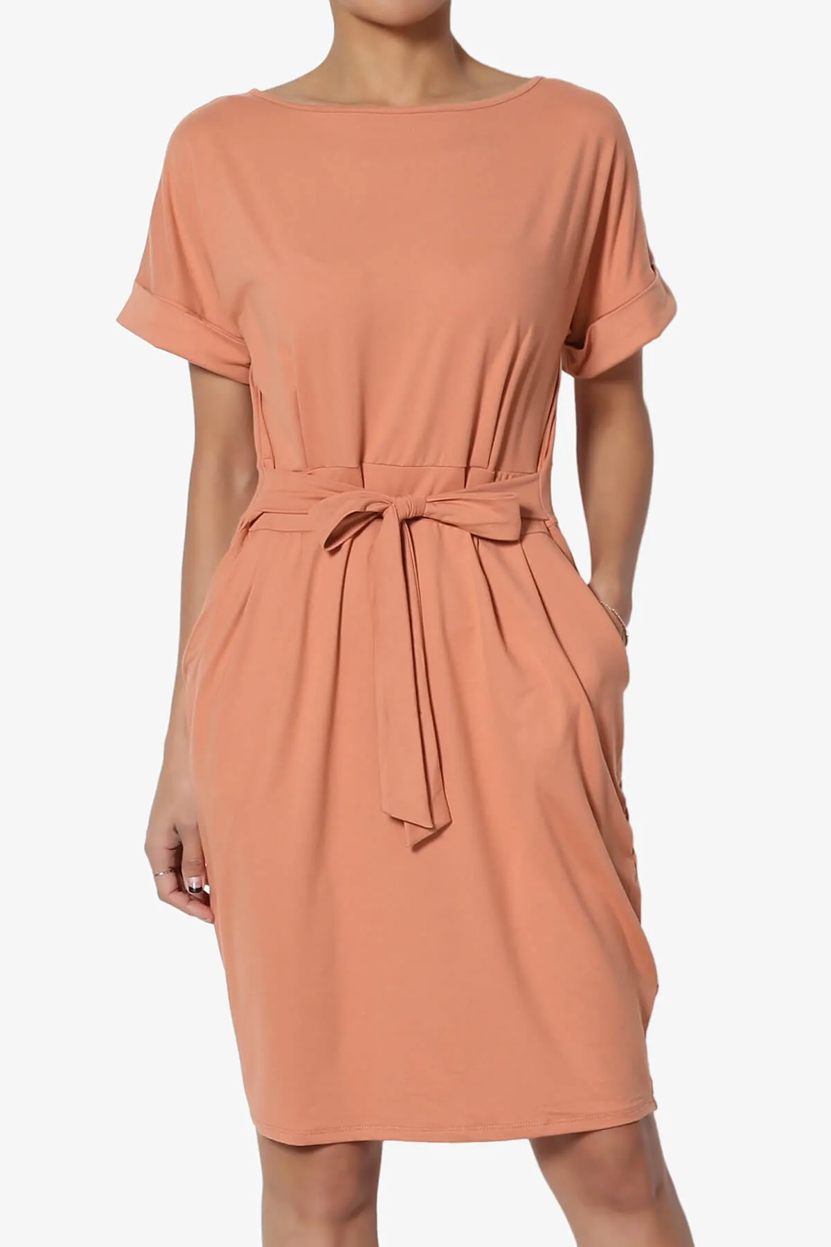 Pennie Tie Waist DTY Jersey Dress