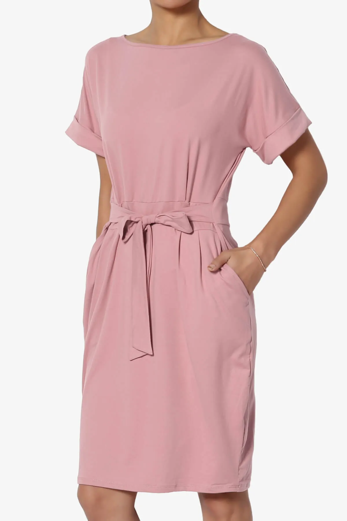 Pennie Tie Waist DTY Jersey Dress