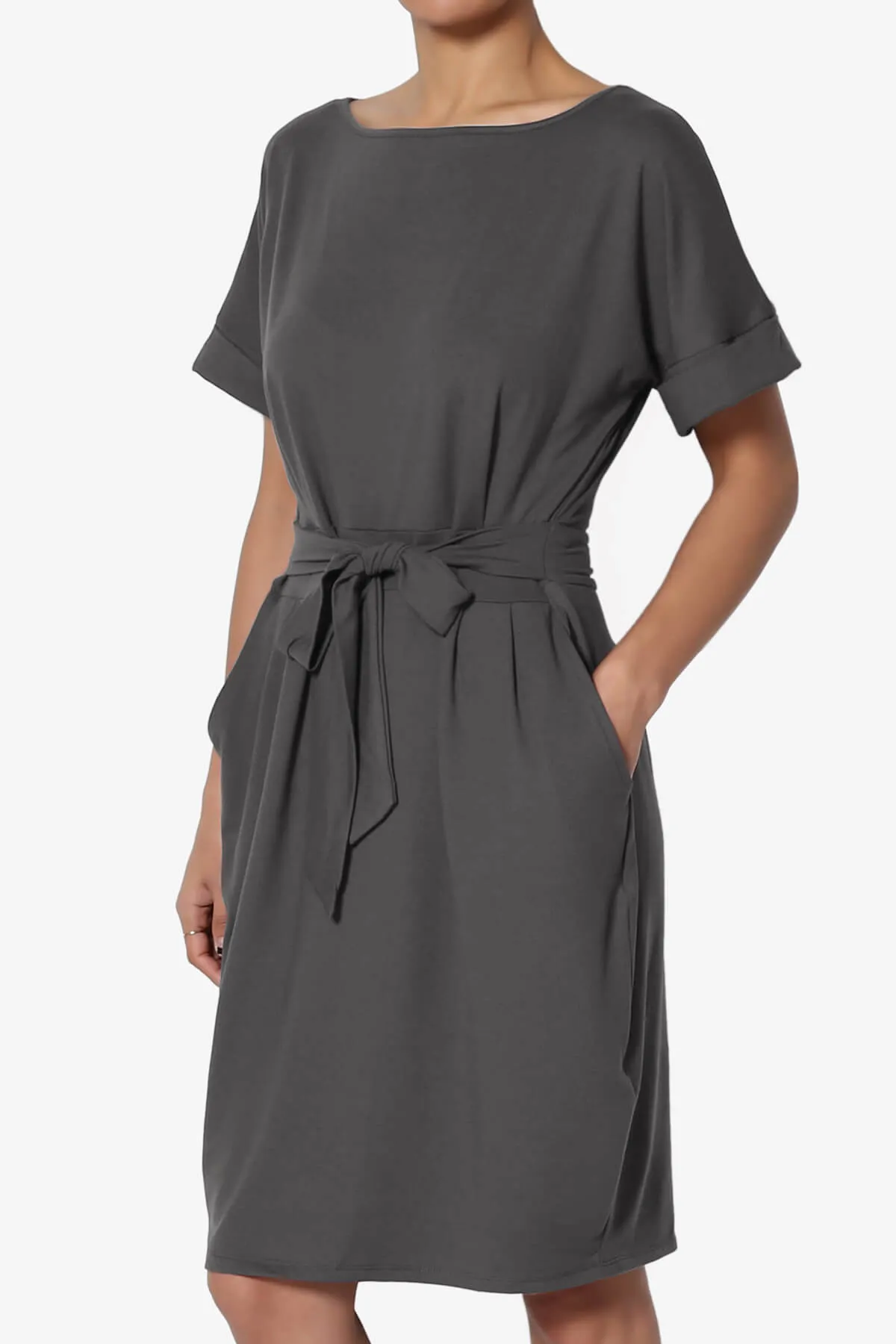Pennie Tie Waist DTY Jersey Dress