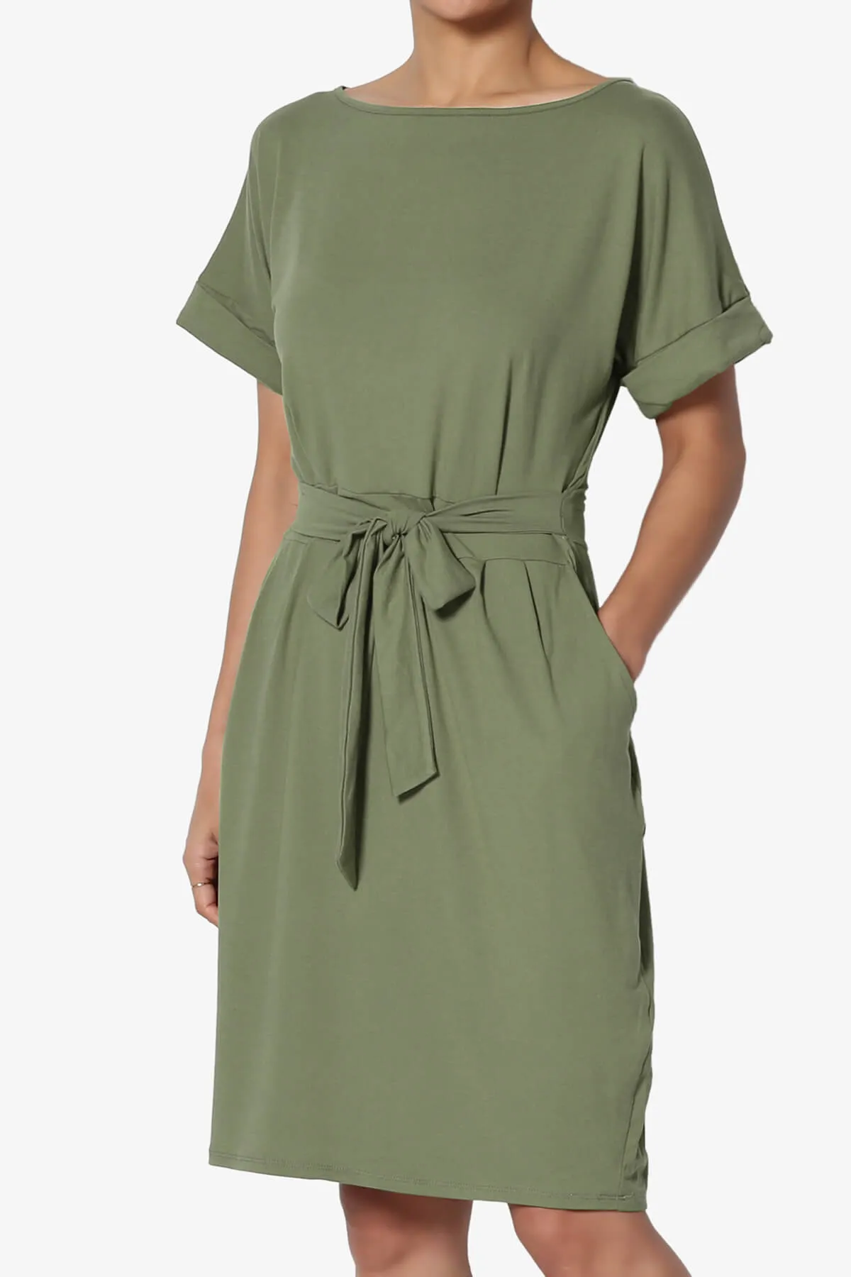 Pennie Tie Waist DTY Jersey Dress