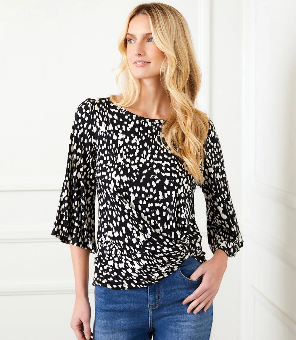 Petite Size Flare Sleeve Pick-Up Top