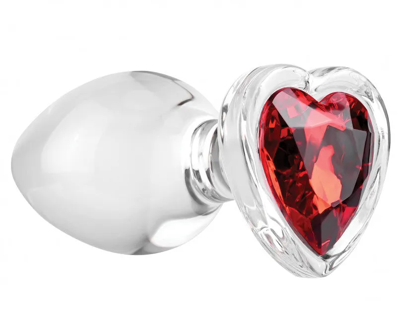 Red Heart Gem Glass Plug - Large
