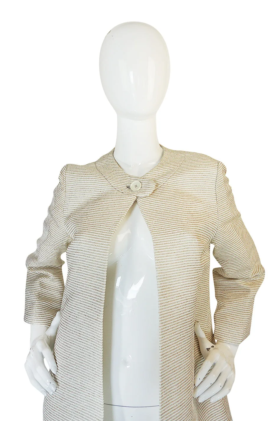 Regal 1960s Cream & Gold Thread Evening Opera Coat