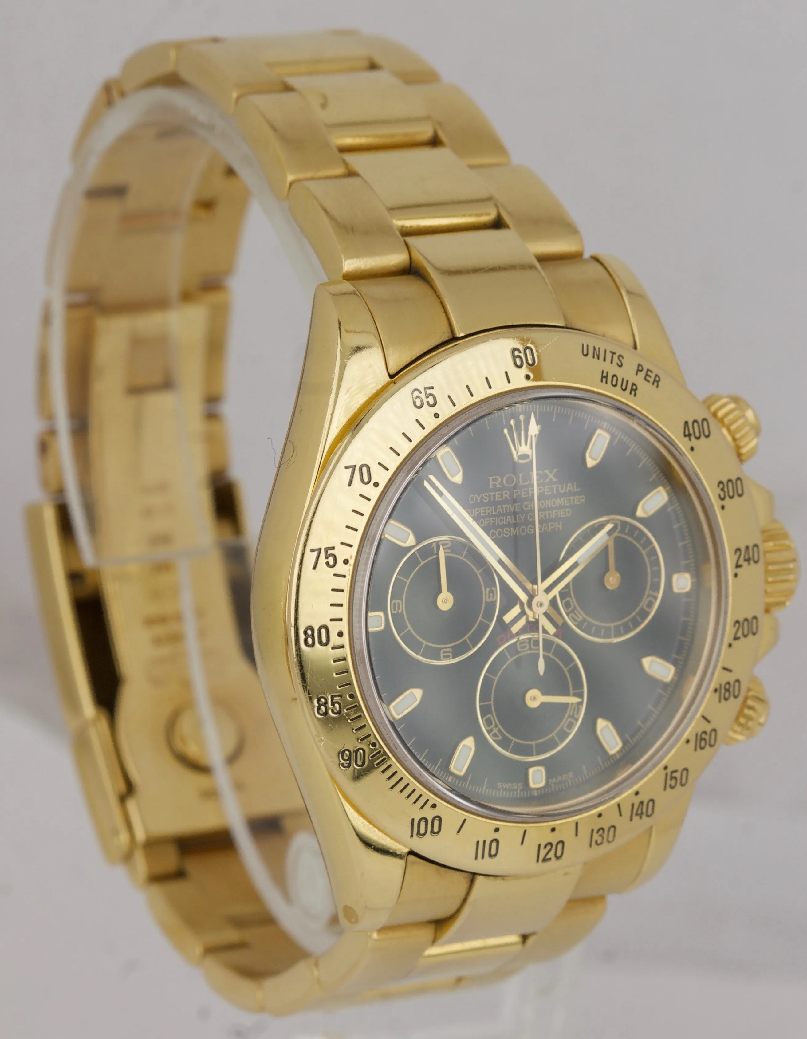 Rolex Daytona Cosmograph Black 18K Yellow Gold 40mm Chronograph Watch 116528