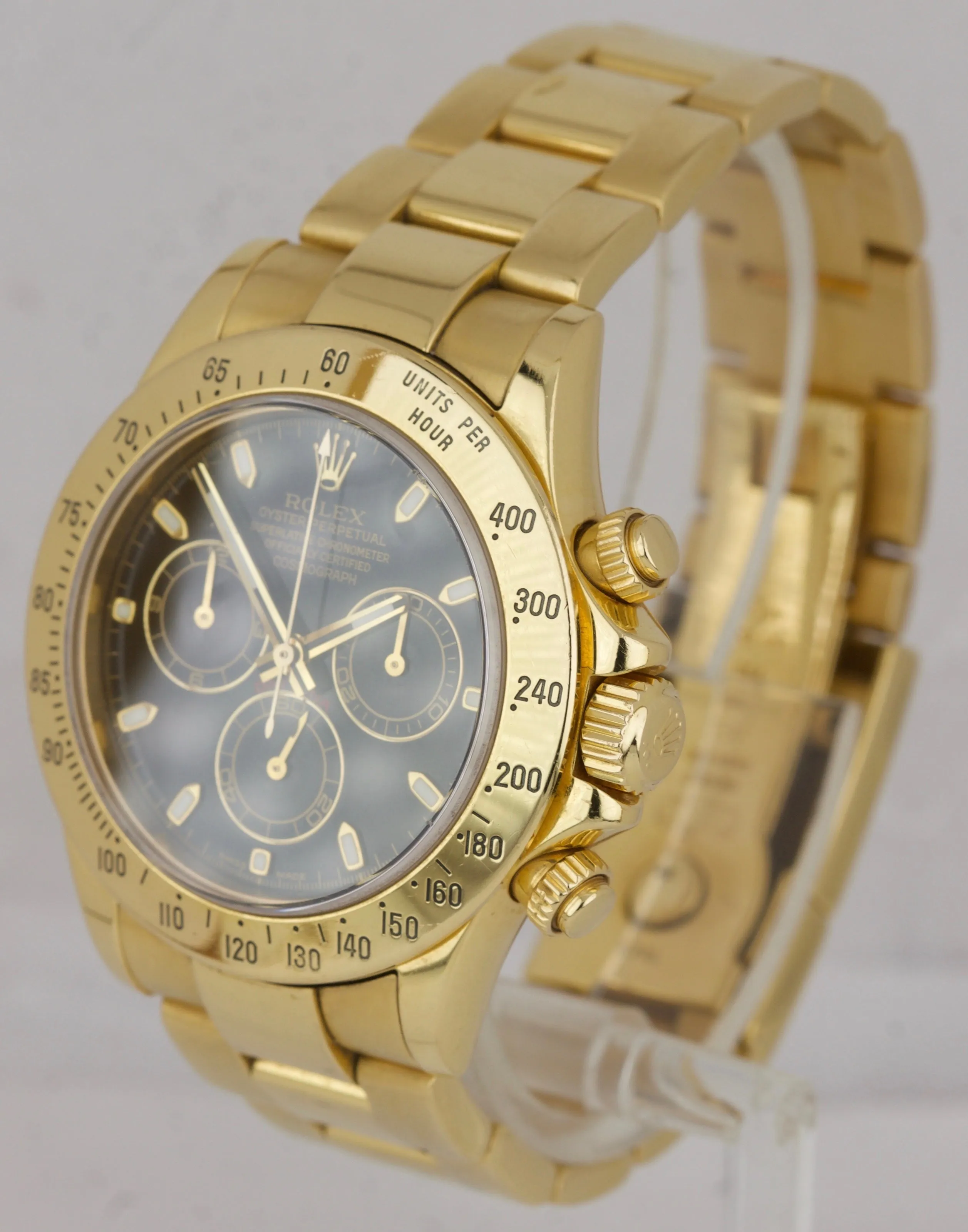 Rolex Daytona Cosmograph Black 18K Yellow Gold 40mm Chronograph Watch 116528