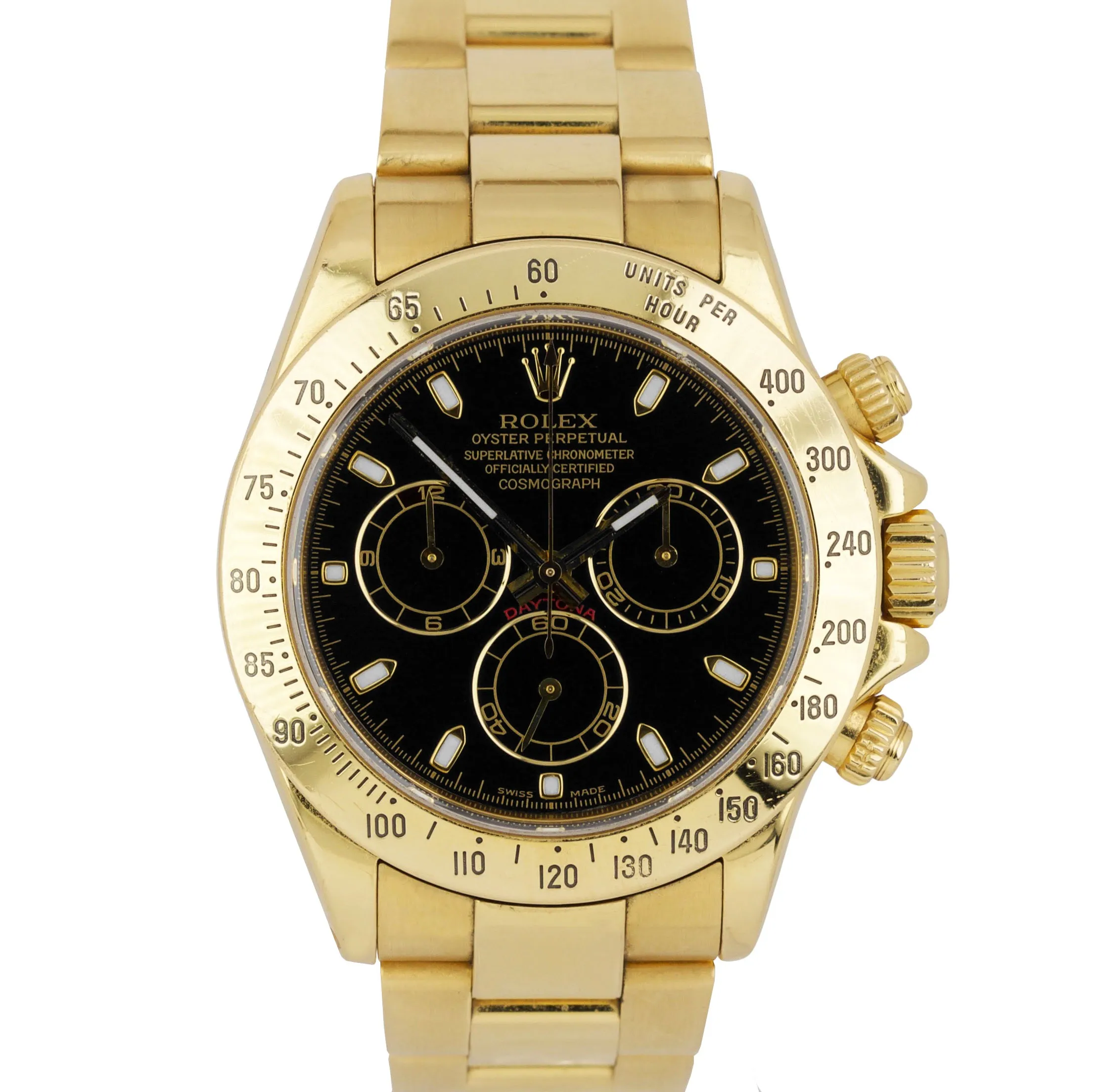 Rolex Daytona Cosmograph Black 18K Yellow Gold 40mm Chronograph Watch 116528