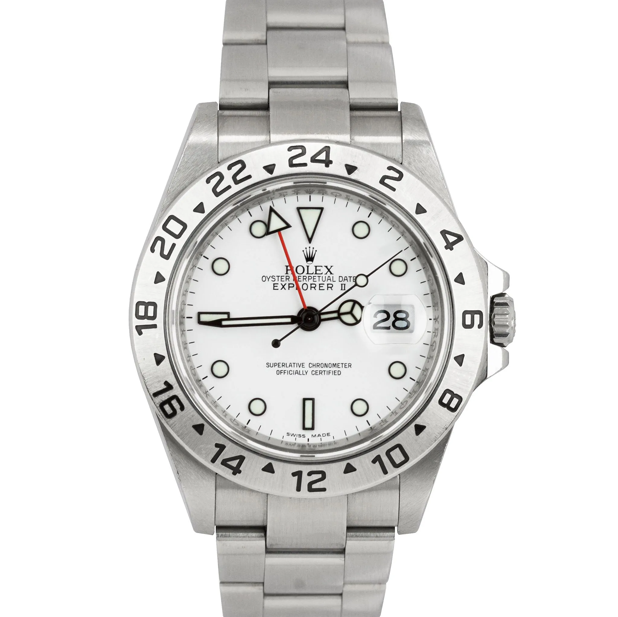 Rolex Explorer II UNPOLISHED ENGRAVED REHAUT 3186 White Steel 40mm Watch 16570 T