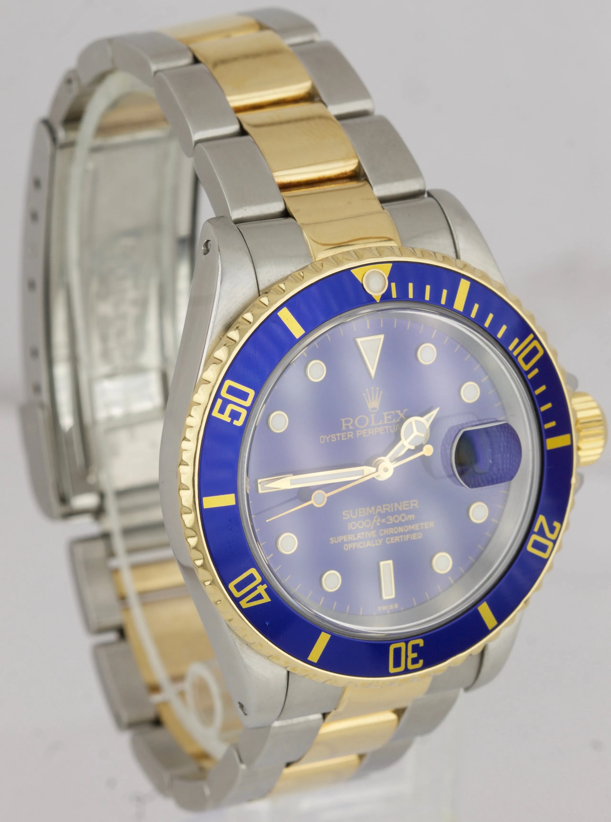 Rolex Submariner Date 16613 18K Two-Tone Gold Stainless Steel 40mm Blue Watch