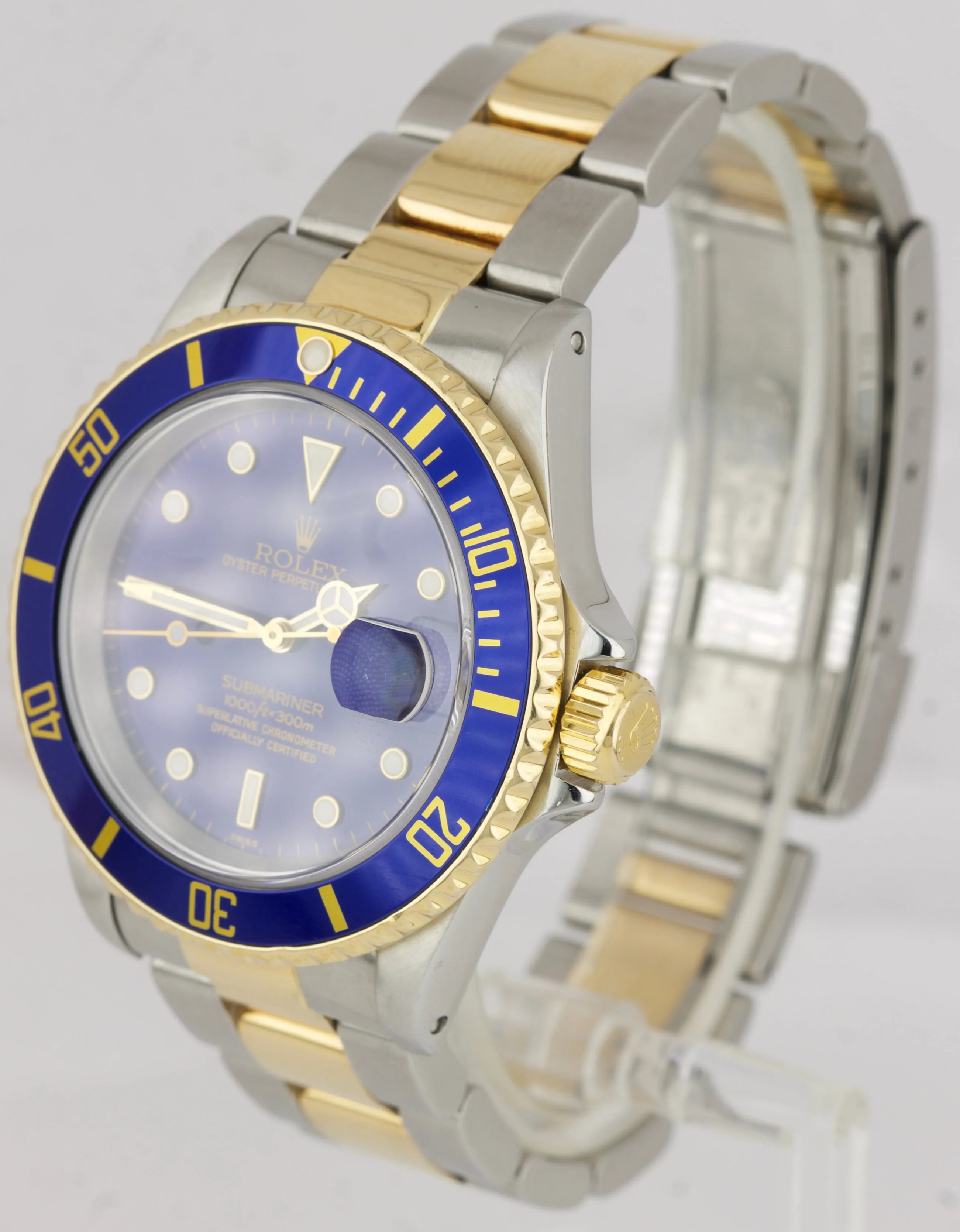 Rolex Submariner Date 16613 18K Two-Tone Gold Stainless Steel 40mm Blue Watch