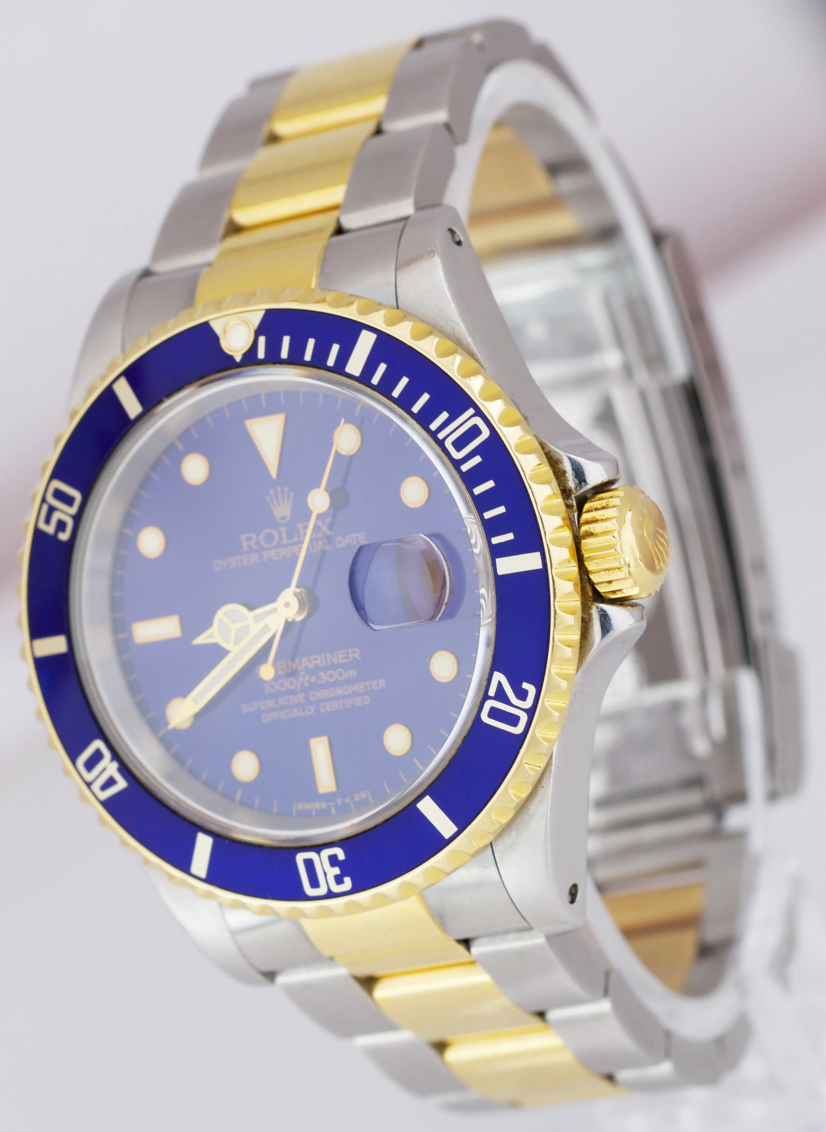 Rolex Submariner Date 18K Two-Tone Gold Stainless Steel 40mm Blue Watch 16613