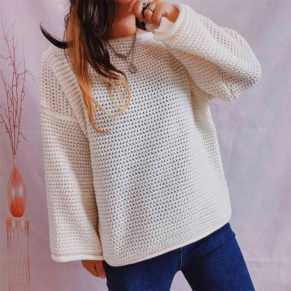 Ruby Openwork Boat Neck Long Sleeve Sweater