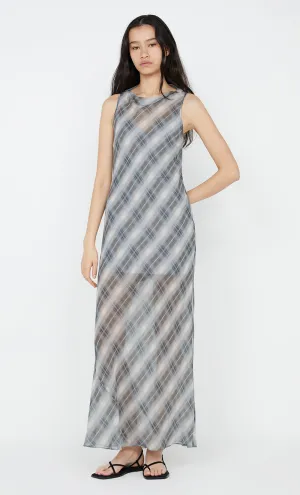 SEANNA BOAT NECK DRESS - STORM CHECK