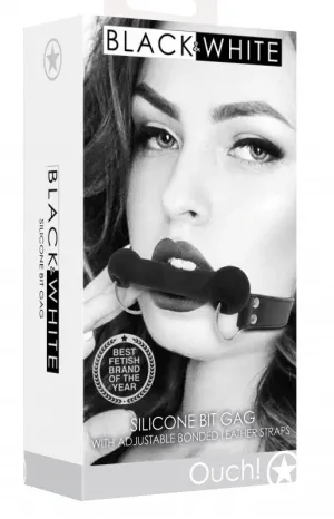 Silicone Bit Gag With Adjustable Bonded Leather  Straps - Black