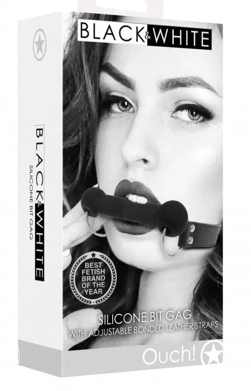 Silicone Bit Gag With Adjustable Bonded Leather  Straps - Black
